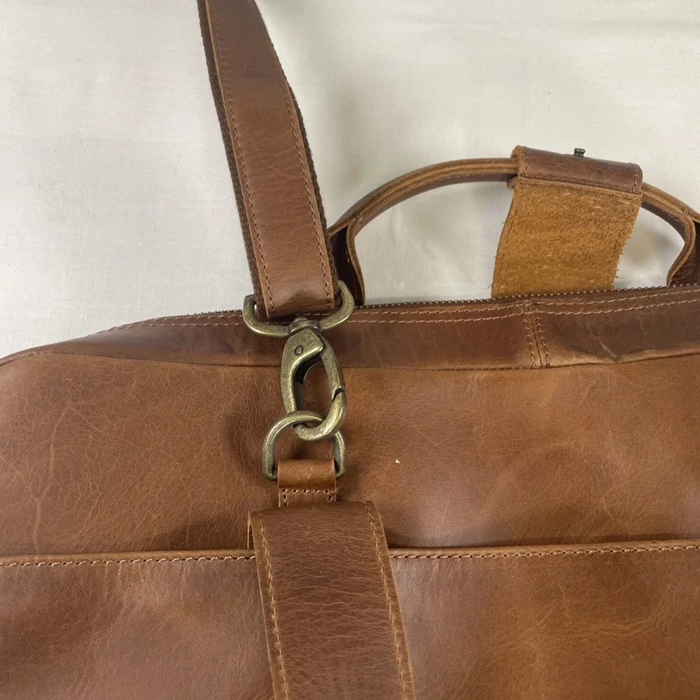 Full Grain leather handmade small batch retired Urban Briefcase Travel Bag NWOT